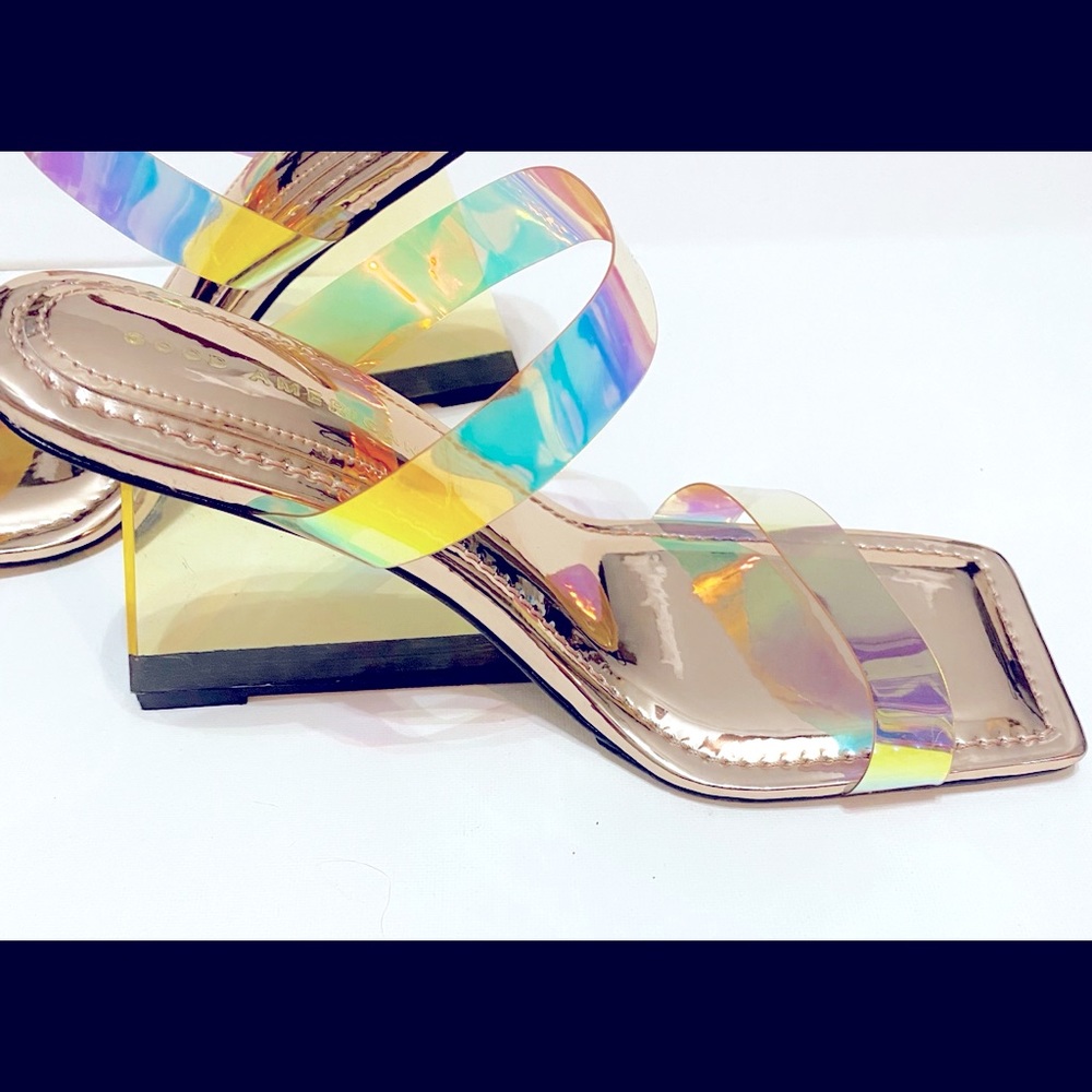 Good American Cinder-F*ckin-Rella Wedges, Size 8, Color Rainbow, New